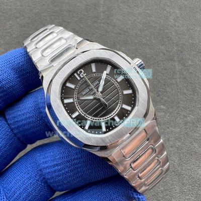 Replica Patek Philippe Nautilus Stainless Steel Black Face Watch 35mm